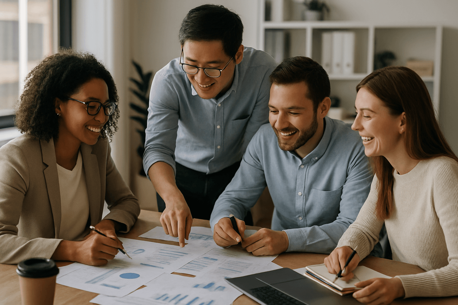 Team collaborating on a project